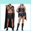 Fantasia Espartana Unisex com Capa Escura para Halloween e Eventos Temáticos