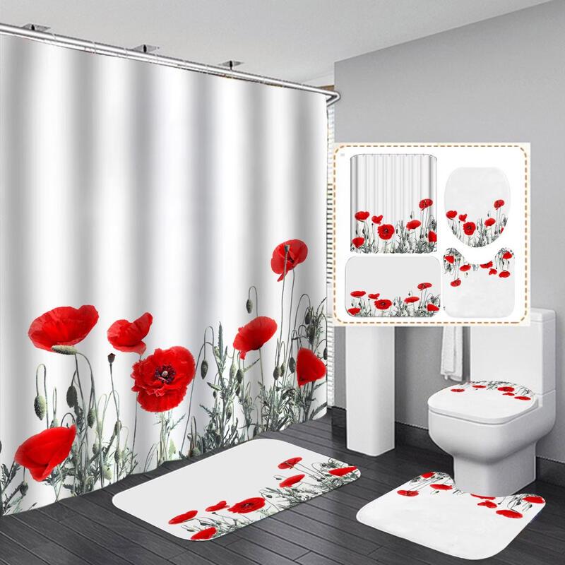 Yipanduo Drill-Free Botanical Shower Curtain