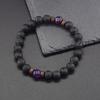 8mm Sort Vulkanisk Perle Armbånd Mænd Naturlig Ametyst Krystal Armbånd til Kvinder Kropsrensende Ægte Ametyst Naturlig Pulsera