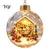Festive Home Desktop Decorations Lighted Christmas Ornaments, 3D Miniature Scene Hanging Balls with Warm LED Light, Cute Xmas Tree Lights Reindeer