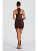 European & American Style Lace-Up Mesh Halter Patchwork Ribbon Bodycon Dress (2026 Summer Collection)