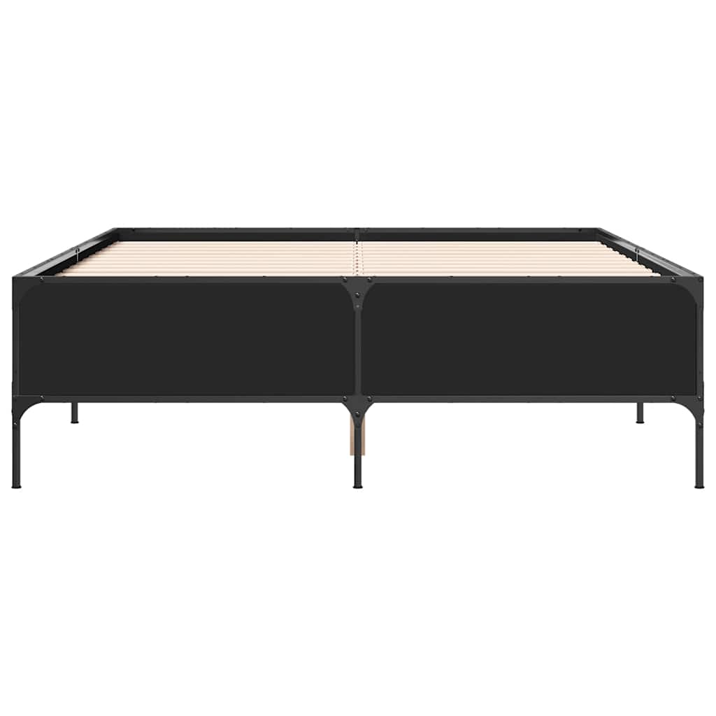 Bed Frame Black 120x200 cm Wood Based Panel and Metal