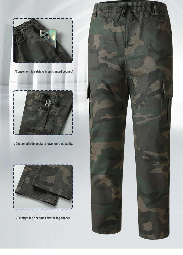 Unisex Spring/Autumn Camouflage Workwear Suit - Elastic, Anti-scalding, Wear-resistant Cotton for Welders and Auto Repair