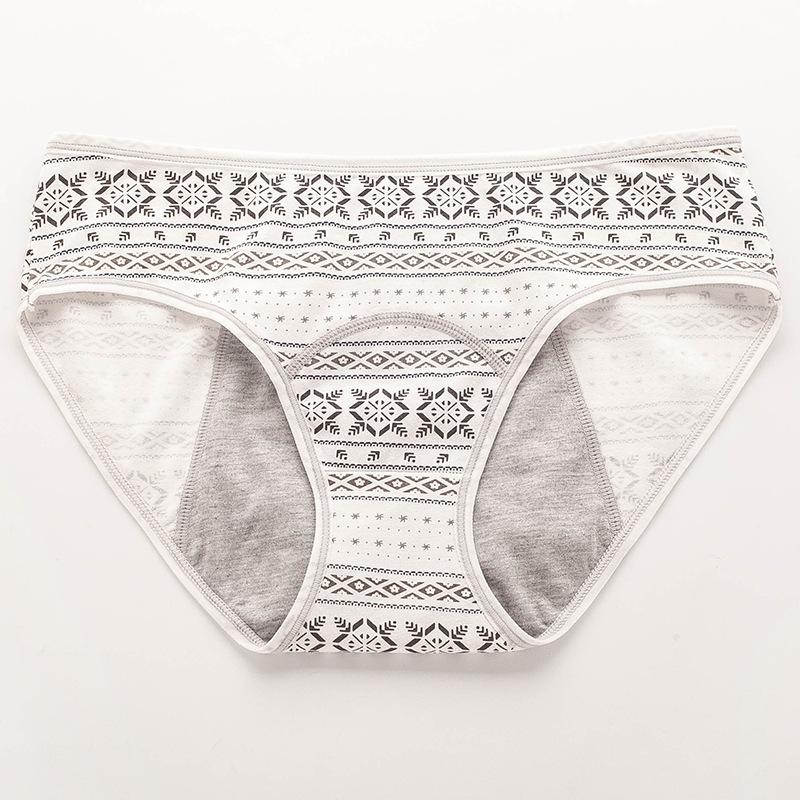 Small Floral Mid Waist Briefs Menstrual Underwear Front and Back Leak Proof Plus Size Physiological Pants for Women Panties