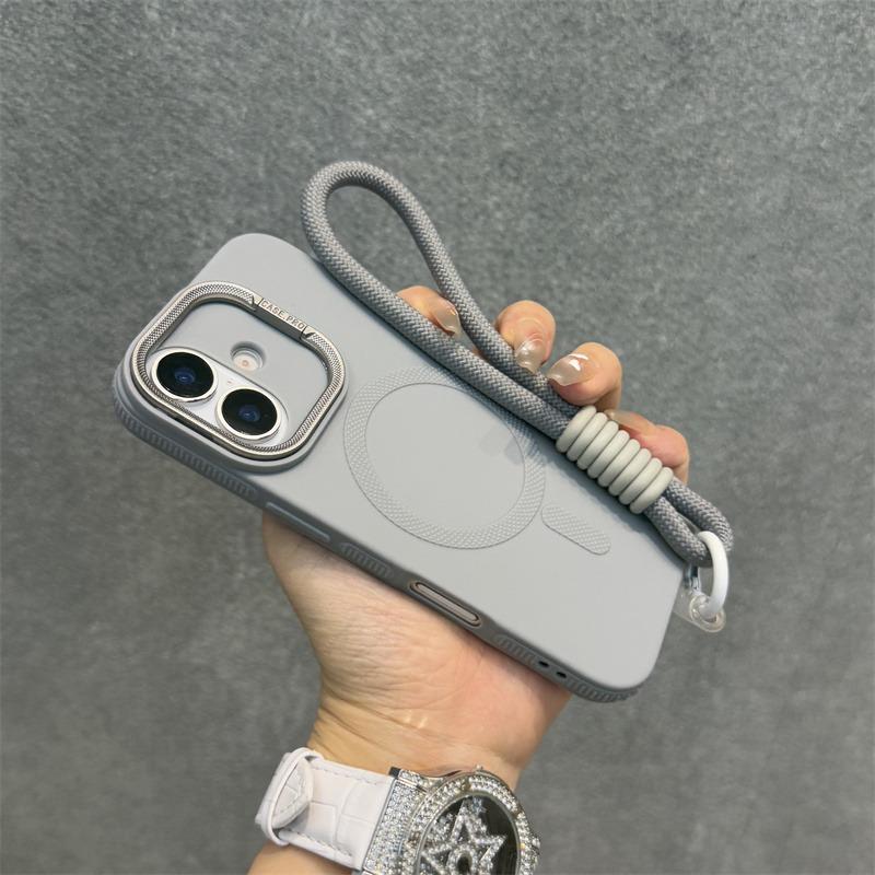 Luxury Kickstand Stand With lanyard Magsafe Phone Case For iPhone 11 12 13 14 15 16 Pro Max Plus Magnetic Soft Bumper Back Cover