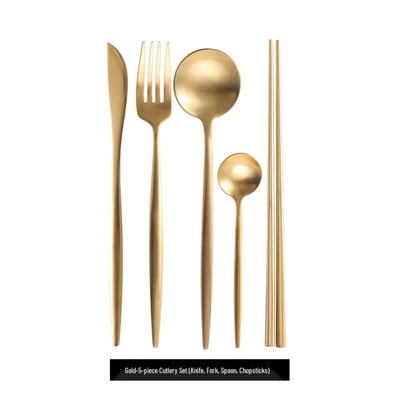 Qiwei Gold 304 Stainless Steel Western Dinnerware Set