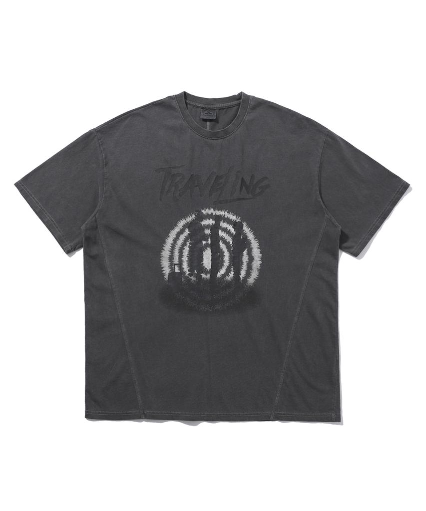 Sseochi410 Traveling Pigment Short Sleeve T-Shirt Charcoal