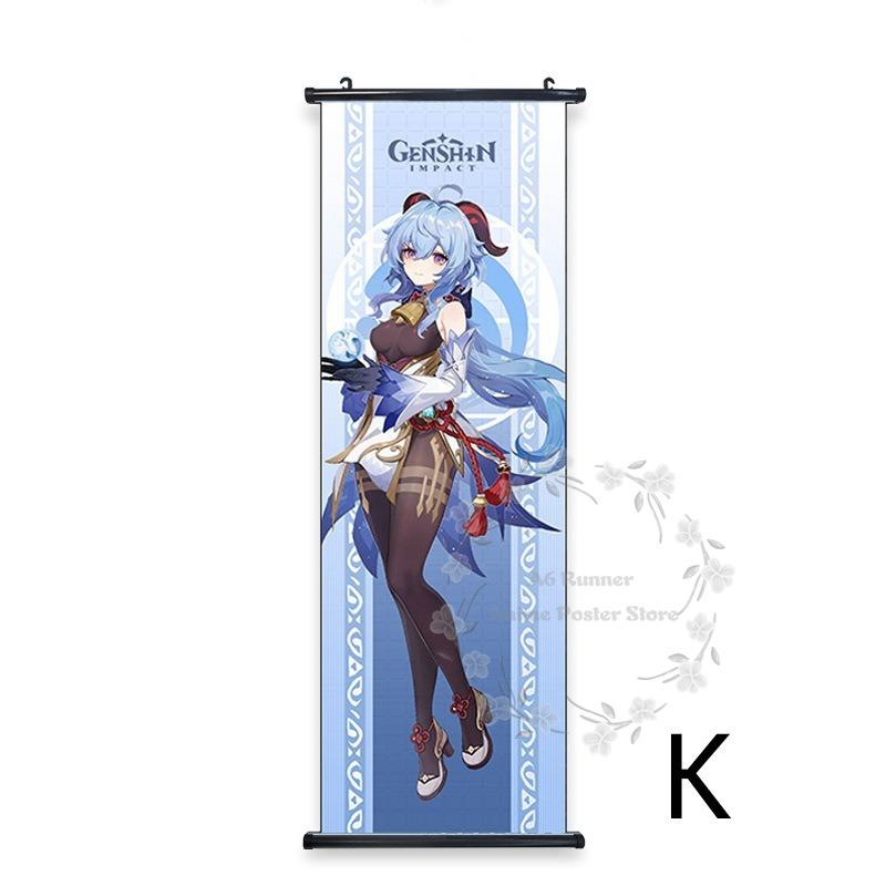 Impact Genshin Scroll Hanging Painting Anime Character Bedroom Decoration Painting Comic Exhibition Two-Dimensional Poster