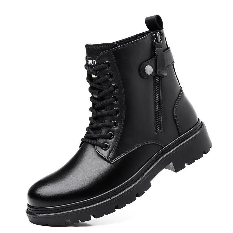 Fashion 2024 Autumn Winter New Designer Platform Boots for Men English-style Cargo Cowhide Ankle Boots Male Fashion Black Men's Shoes