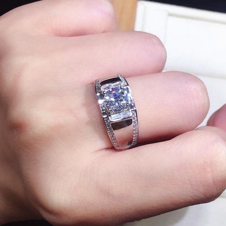 5 Carat Diamond Style Ring Hearts and Arrows PT950 Color Moissanite Open Size Ring for Men and Women 925 Silver Jewelry