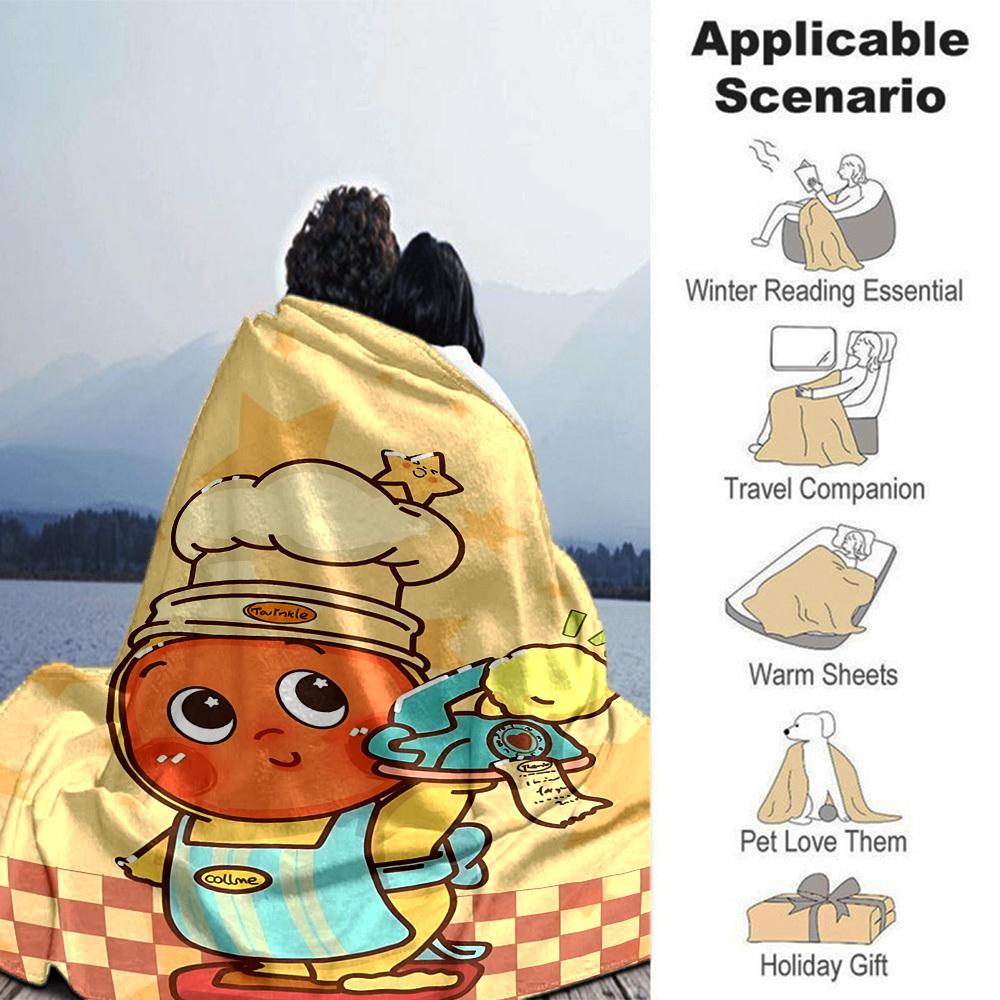 1pc Chef Star blanket Lightweight Flannel Throw for Sofa Bed Travel Camping Livingroom Office Couch Chair