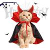 Halloween Pet Costume Devil Cape With Horns Cats - Spooky Vampire Inspired Outfit In Black Red S M