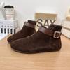 Belt buckle short boots women's Martin boots autumn and winter round head Birkenstock retro comfortable temperament new versatile side zipper
