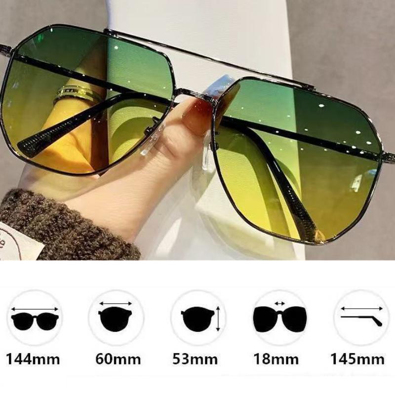 Non-polarized Oversized Vintage Sunglasses Men Women Use Day and Night Shades Eyewear Double Bridge Driving Night Vision Sun Glasses