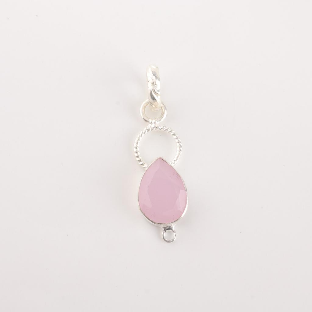 Rose Chalcedony Gemstone 925 Sterling Silver Jewelry Handcrafted Pendant 1.40" PP-12-15