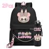 2Pcs/set Anime Printed Backpack Girl Schoolbag Teen Student Back To School Mochila Rucksack Child 750Ml Sport Water Bottle