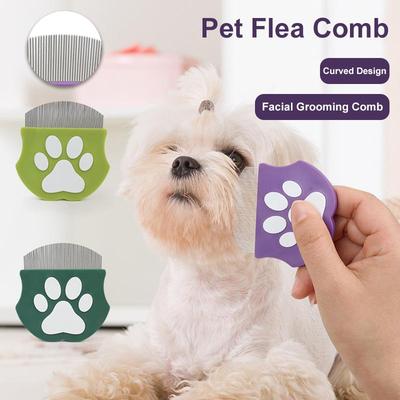  Pettine per Toelettatura Animali Domestici - Pettine Antipulci per Gatti e Cani Design Curvo per Viso e Corpo Mini Spazzola Districante per Animali Domestici