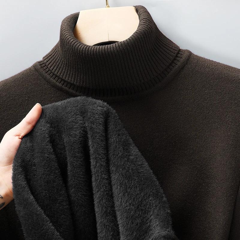 Autunno Inverno Abbigliamento Sportivo Uomo Maglione a Collo Alto Lavorato a Maglia Vestibilità Slim Manica Lunga Pullover Colore Unico Abbigliamento Uomo