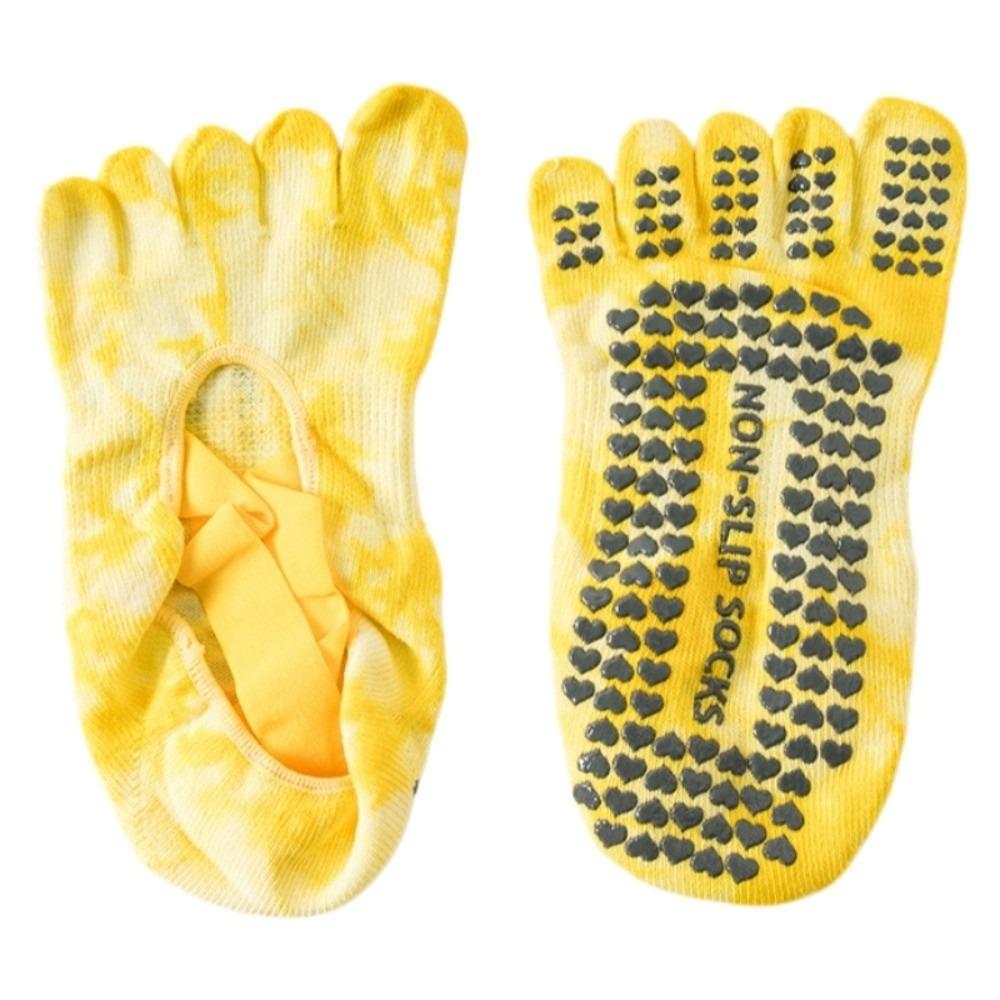 Heart Silicone Dot Tie-dye Yoga Socks Non-Slip Five Toe Socks Sweet Strappy Pilates Socks  Gym