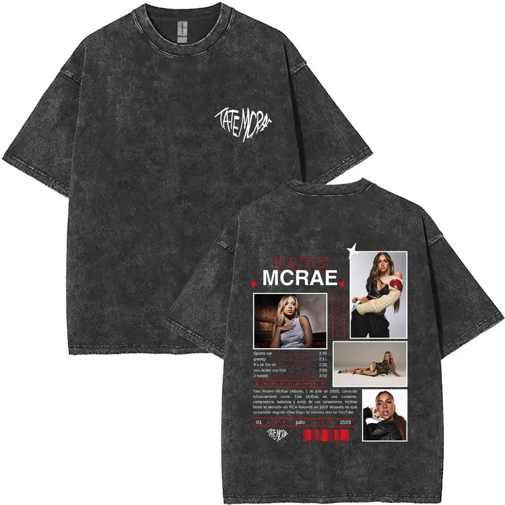 Tate Mcrae So Close To What Miss Possessive Vintage Washed T Shirts Men Women Fashion Casual Cotton Tshirts Streetwear Unisex