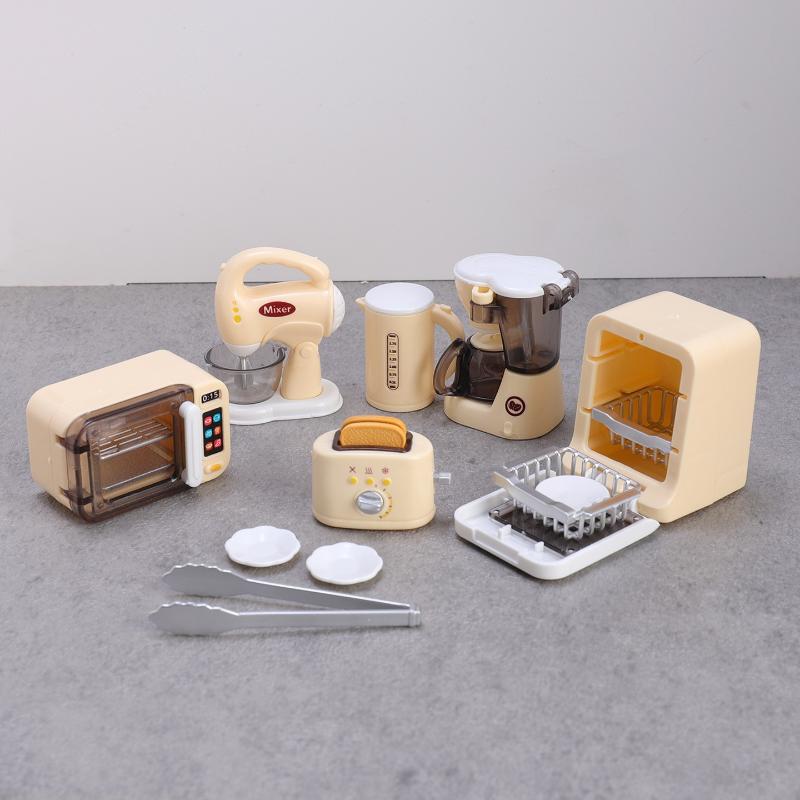 1 Set Doll House Accessories 1:12 Dollhouse Miniature Coffee Machine Egg Beater Bread Machine Home Appliances Decor Toy