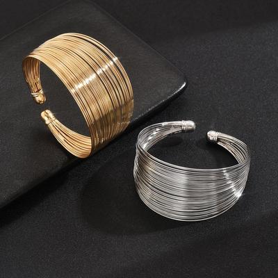 Europäisches & Amerikanisches Mehrschichtiges Gold Offenes Weites Damenarmband