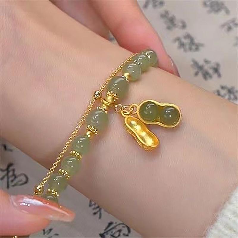 

Браслет-цепочка с бусинами в китайском стиле с изображением кролика-арахиса, винтажный браслет для женщин, подарок на годовщину