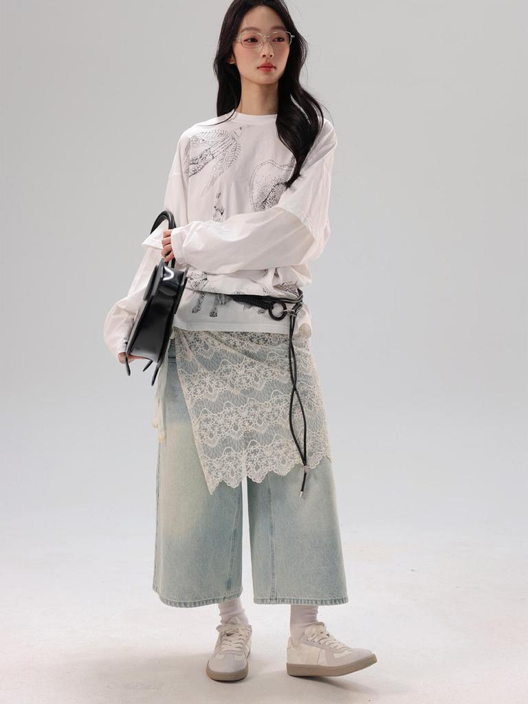 Lace Hem Layering Skirt for Women - Slimming Inner Wear Anti-Exposure Apron-Style with Magical (Shenqi) Buttocks Covering.