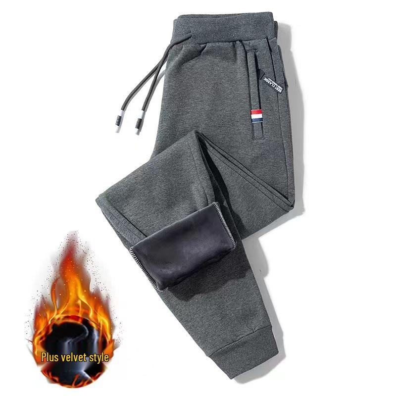 Men's Fleece-Lined Casual Plus Size Cuffed Sweatpants - Thick, Versatile, Outdoor & Trendy
