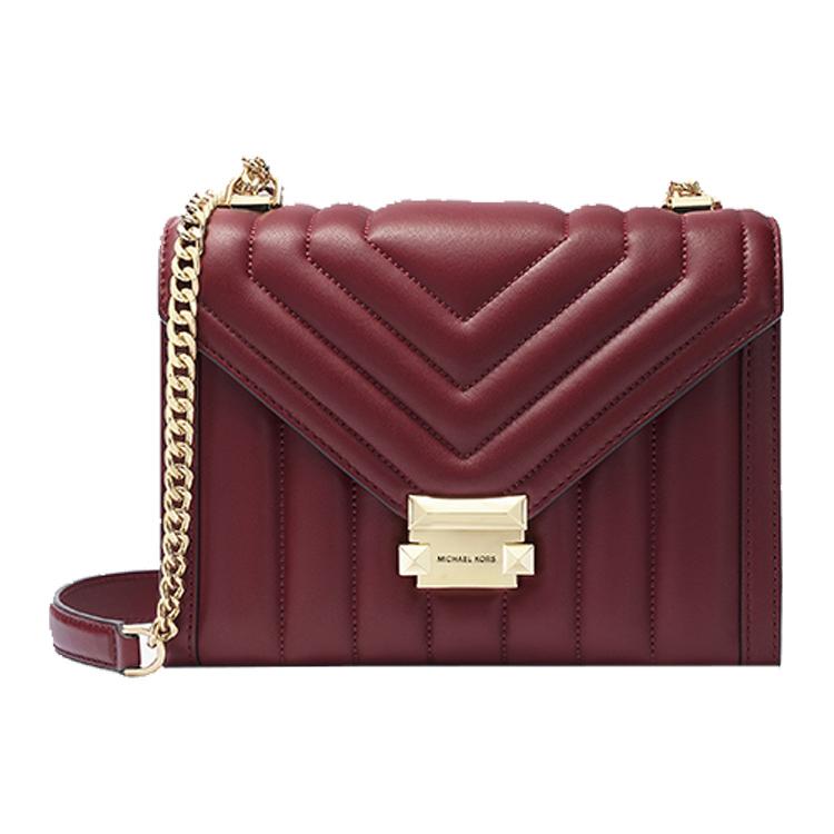 

New MICHAEL KORS Whitney Sheepskin Envelope Bag, Shoulder Bag, Crossbody Bag Large Women s Burgundy 30F8GXIL3T-950 24.1*8.9*18.0CM