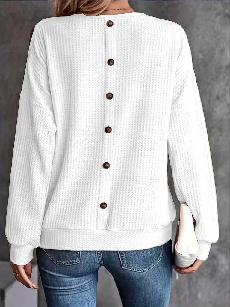 2025 Women's Autumn-Winter Off-the-Shoulder Back Button Long-Sleeve T-Shirt
