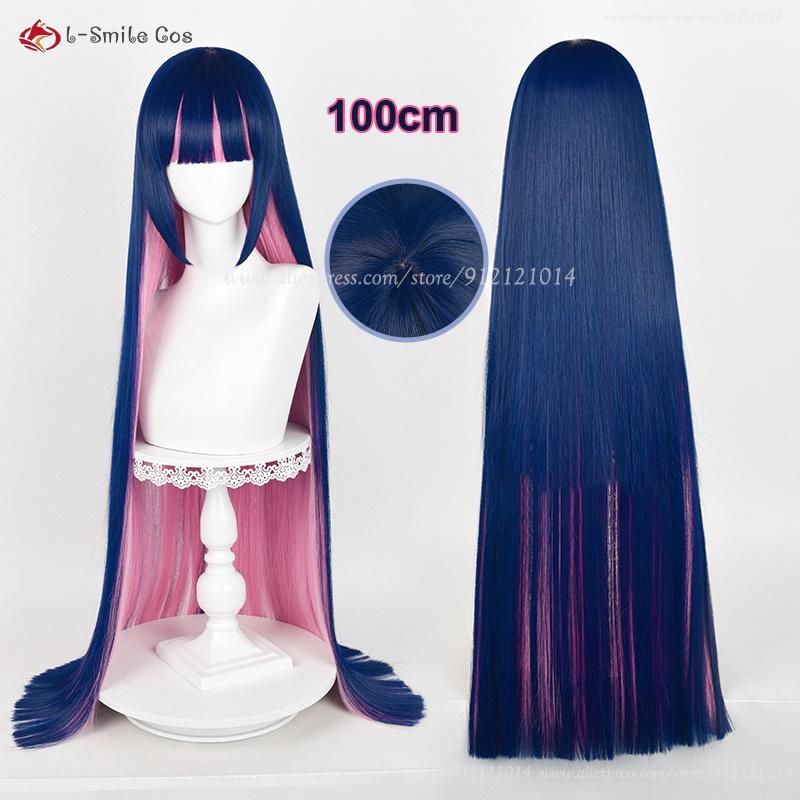 Anime Cosplay Stocking Anarchy Cosplay Wig 100cm/120cm Long Blue Pink Stocking Role Play Wigs