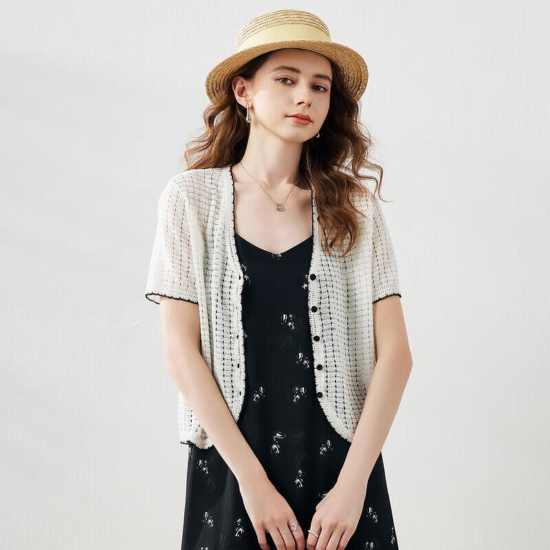 Women's V-Neck Linen Blend Short Sleeve Cardigan