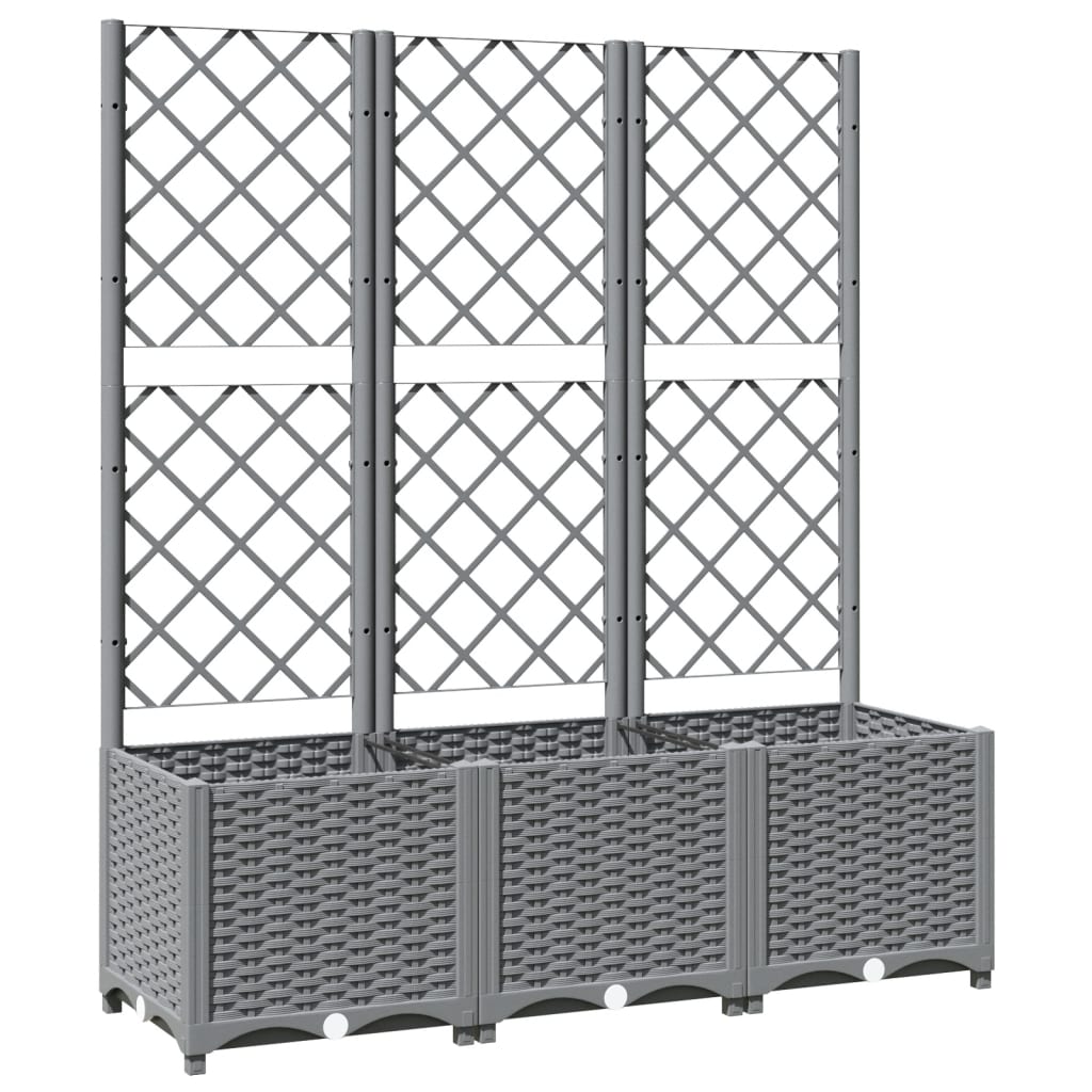 Vidaxl Garden Planter With Trellis, Light Grey, 120X40X136 Cm, Pp