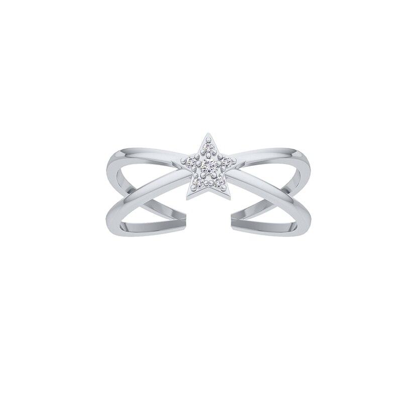 Sterling Silver Sweet Double Layer Star Moon Opening Ring For Women Finger Ring Engagement Wedding Jewelry Wholesale