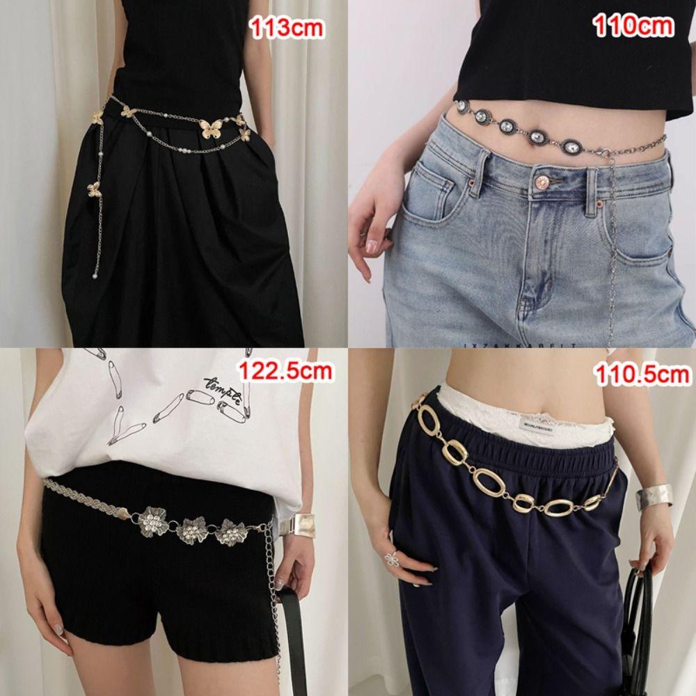 Gold Silver Chain Belt High-end Design Metal Chain Waistband Fashion Dress Belt Chain  Women