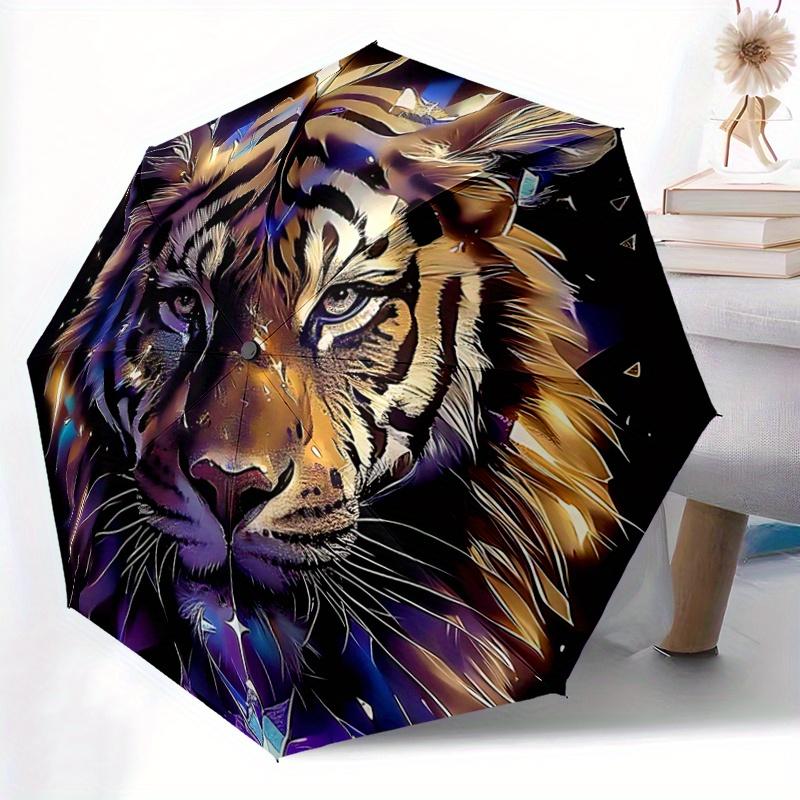 1pc Enchanted Tiger Automatic Opening and Closing Folding - A Good Choice for Gifts, Fashionable and Convenient Umbrella With Cute Cartoon Charac