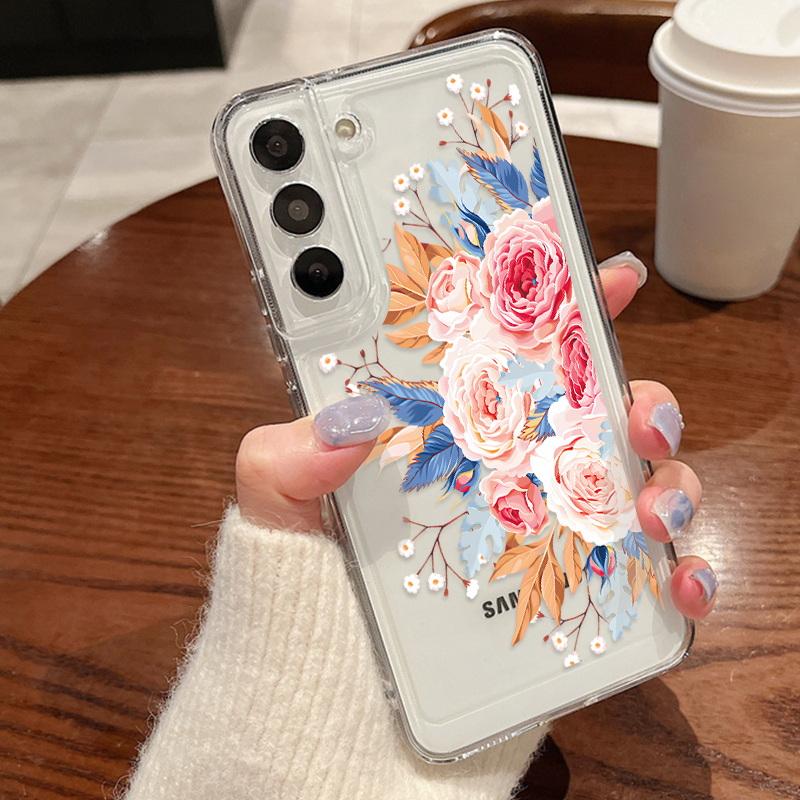 Color Flower Vines Phone Case For Samsung S24 Ultra A25 A35 A33 A55 5G S23 A54 A53 A52 S20FE S21 Plus Shockproof Clear Silicone Cover