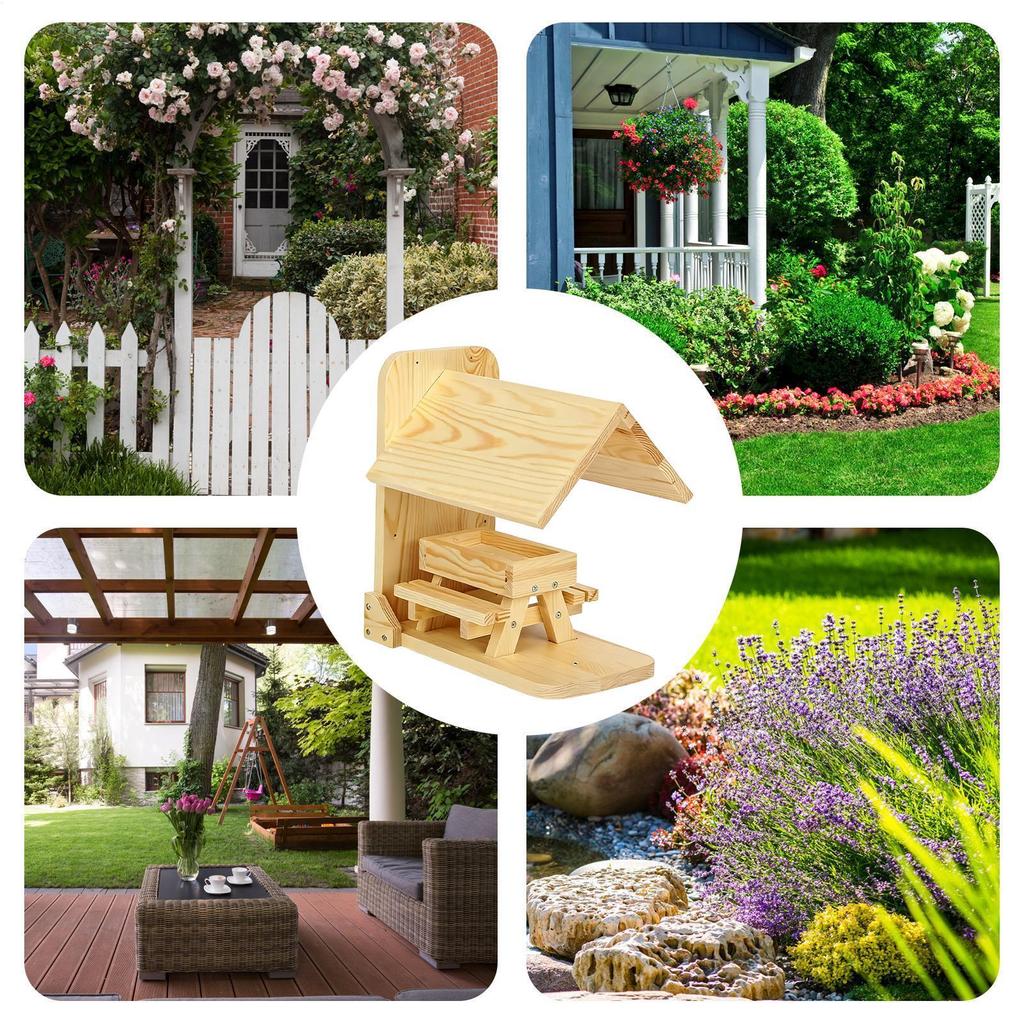 Squirrel House For Outside Wooden Large Capacity House With Roof Easy Refill Large Squirrel Feeder With Corn Cob Holder For Yard