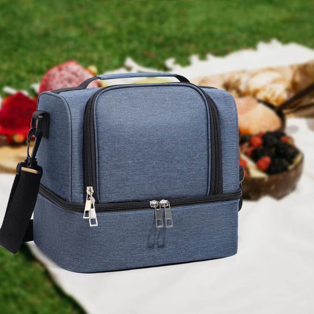 Portable Reusable Lunch Bag Thicken Lunch Box Wide-Open Tote Cooler Bag for School Work Commuting