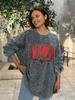 Vintage Washed Black Letter Print Hoodie - Trendy, Loose Fit Design