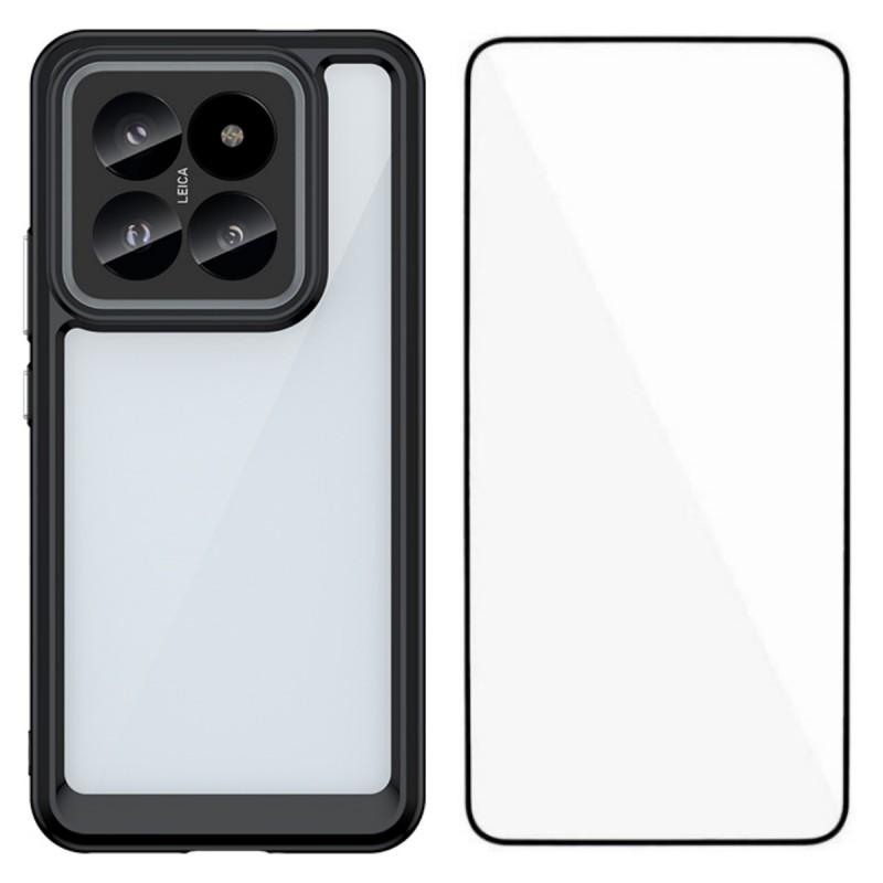 

For Xiaomi 14 Pro Phone Case WANLONFENG XC Series TPU Acrylic Cover with Tempered Glass (Big Lens Hole) Black