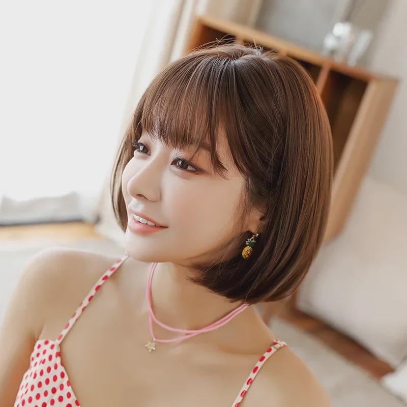 Women's Short Bobo Korean Bob Wigs - Realistic Straight Hair, Chemical Fiber