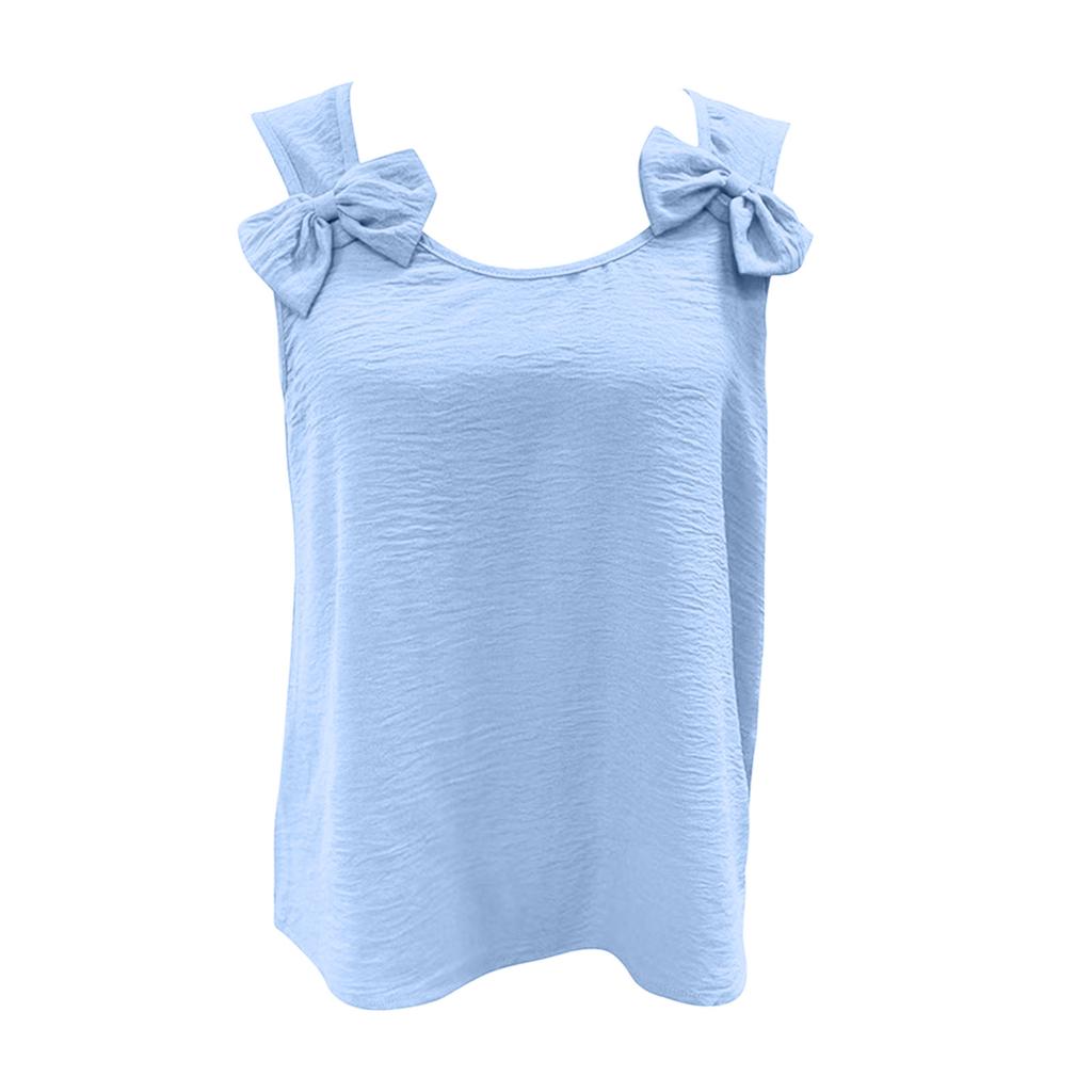 Women's Casual Fashion  Color Cotton Linen Sleeveless Top