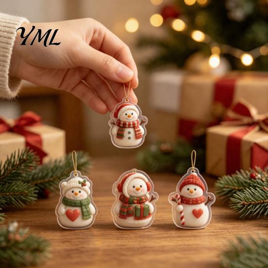 Winter Holiday Games Snowman Christmas Countdown Calendar, 24-Day Acrylic Ornament Set with Festive Home Decor Figures, Tree Hanging Decor,