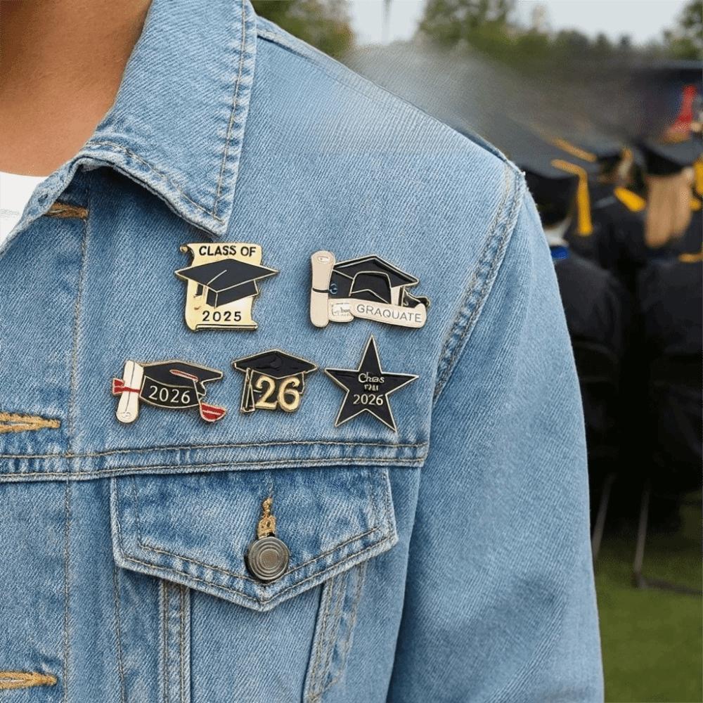 Black Golden Mortarboard Brooches Zinc Zinc Alloy Graduation Gift Graduation Season Pins  Graduation Ceremony