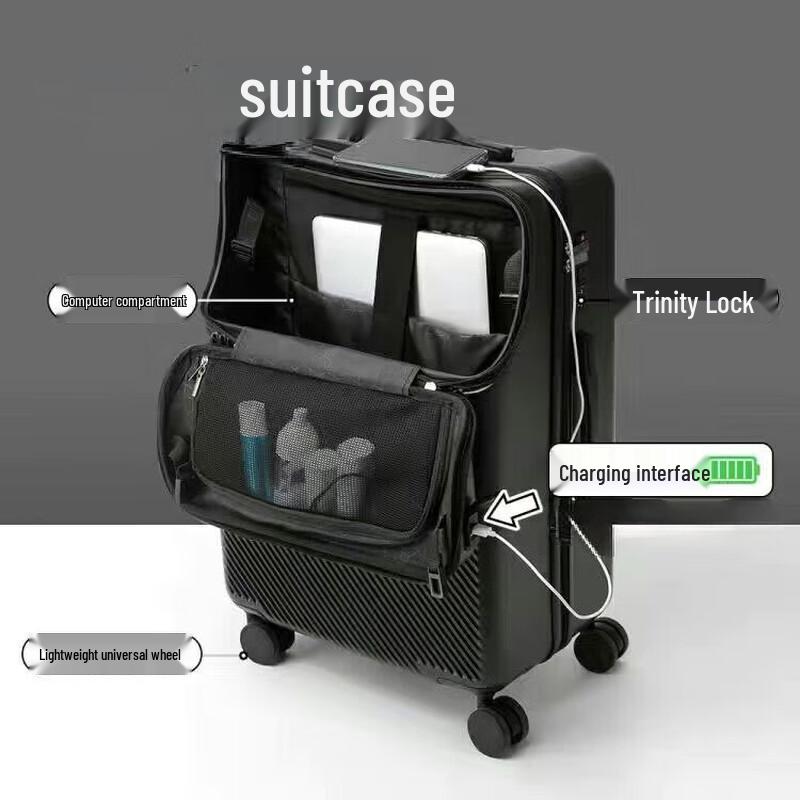 OEING Front-Opening Hardside Carry-On Suitcase