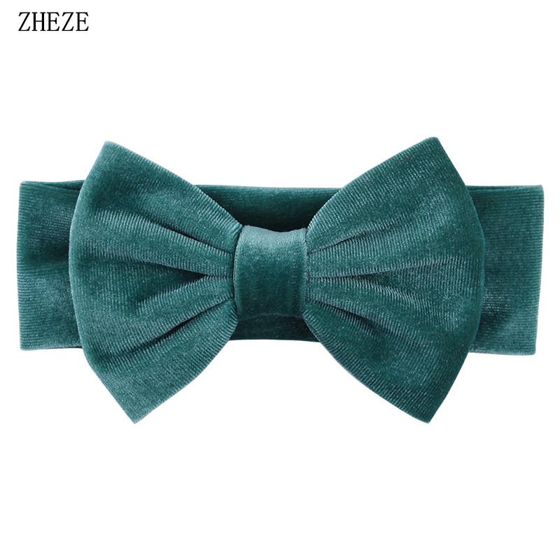 Baby Soft 5" Hair Bow Headband Kids Girls Velvet Headwrap Turband Toddler Photo Pro DIY Hair Accessories