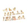 16G Titanium Steel Opal & Zircon Stud Earrings - Korean Fashion Piercing Earring