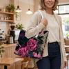 Gothic Rose Pattern Tote Bag Ladies Fashion Casual Large Capacity Portable Daily Shopping Shoulder Handbag